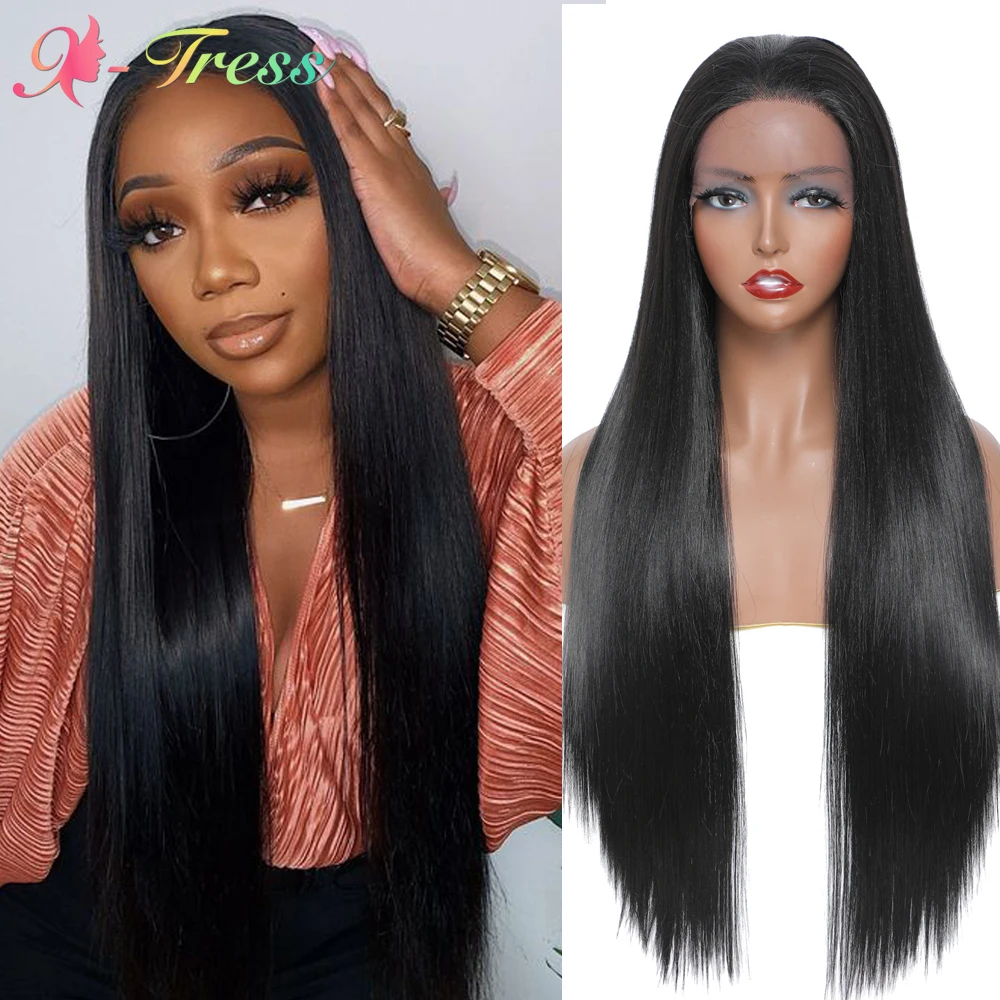 X-TRESS Long Straight Lace Front Wig Ombre Synthetic Wigs For Black Women Soft Natural Black Free Part Lace Wig Heat Resistant
X-TRESS Long Straight Lace Front Wig Ombre Synthetic Wigs For Black Women Soft Natural Black Free Part Lace Wig Heat Resistant