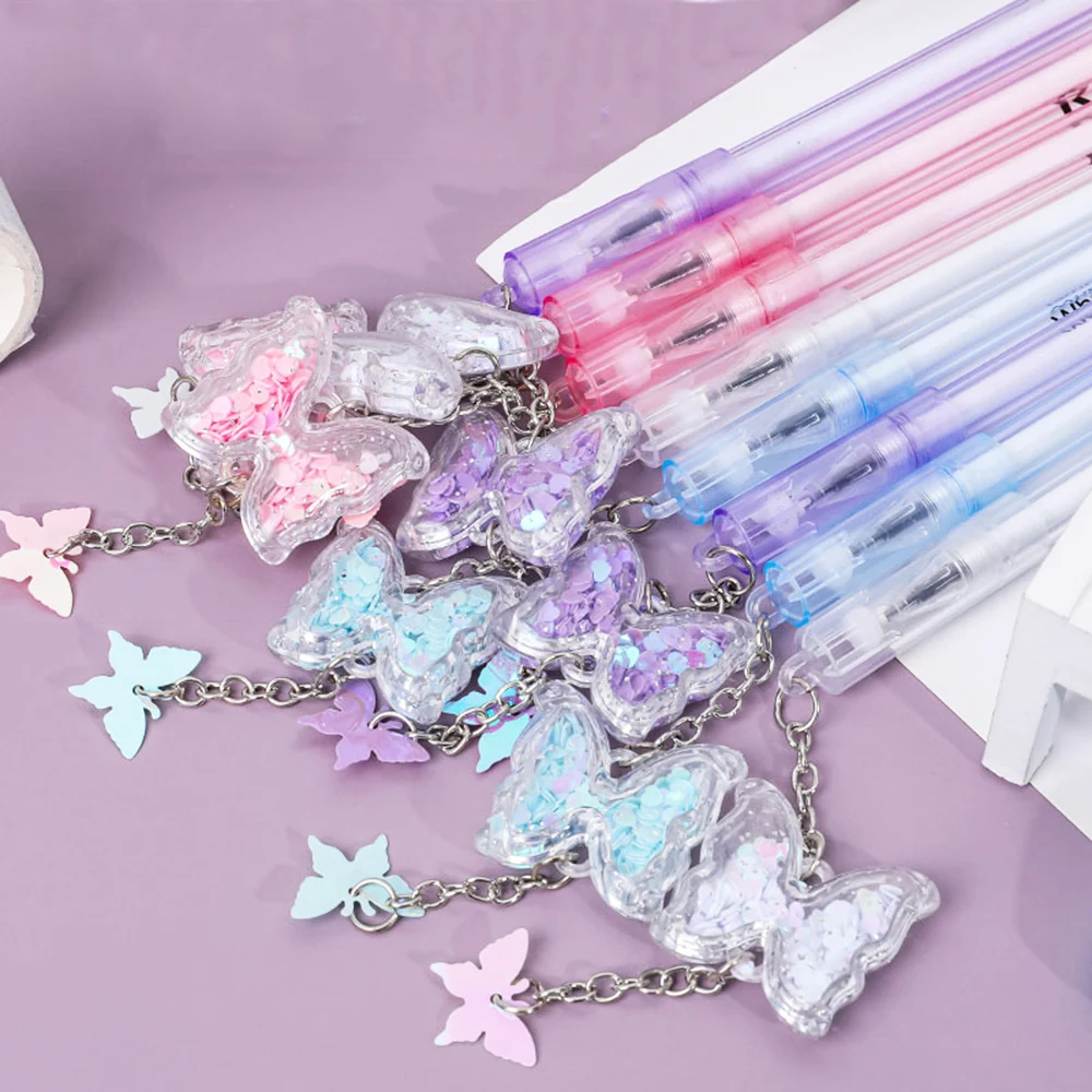 2pcs Cute Butterfly Pendant Gel Pens Glitter Sequins Black Ink Neutral Pens Girls Students Writing Tool Kawaii Office Supplies
2pcs Cute Butterfly Pendant Gel Pens Glitter Sequins Black Ink Neutral Pens Girls Students Writing Tool Kawaii Office Supplies