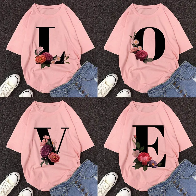 LO VE 26 English Alphabet Print Tshirt Harajuku Casual Pink Tops T Shirt Women 2021 New Summer Couples Lovers Female T-Shirt
LO VE 26 English Alphabet Print Tshirt Harajuku Casual Pink Tops T Shirt Women 2021 New Summer Couples Lovers Female T-Shirt