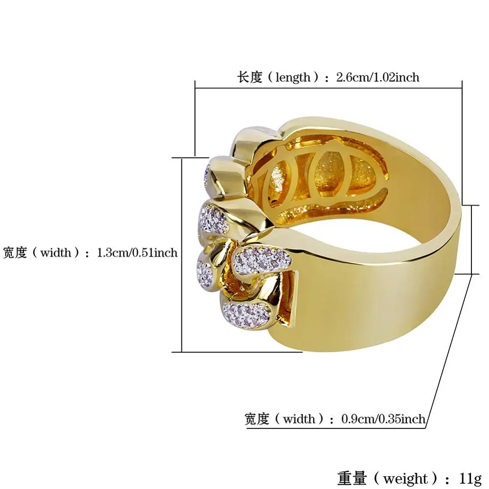 Super Big New Cuban Link Chain Ring Men's Hip Hop Gold Color Bling Iced Out Cubic Zircon Jewelry Rings 8 9 10 11 Size
Super Big New Cuban Link Chain Ring Men's Hip Hop Gold Color Bling Iced Out Cubic Zircon Jewelry Rings 8 9 10 11 Size