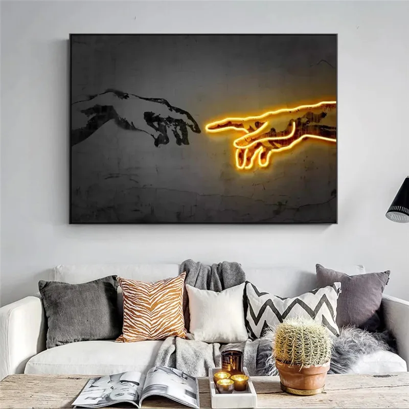 Wall Art Canvas Home Decor Creation of Adam Painting HD Print Neon Color Modern Posters Cuadros Modular Pictures Living Room
Wall Art Canvas Home Decor Creation of Adam Painting HD Print Neon Color Modern Posters Cuadros Modular Pictures Living Room