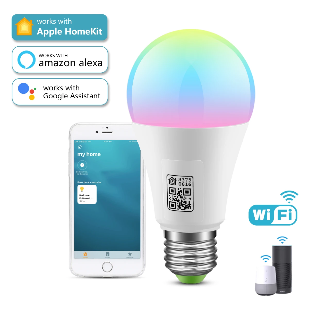 9W WiFi Smart Light Bulb MFI Homekit E27 LED RGB RGBW Dimmable Lamp Compatible With Apple Homekit Siri Alexa Google Assistant
9W WiFi Smart Light Bulb MFI Homekit E27 LED RGB RGBW Dimmable Lamp Compatible With Apple Homekit Siri Alexa Google Assistant