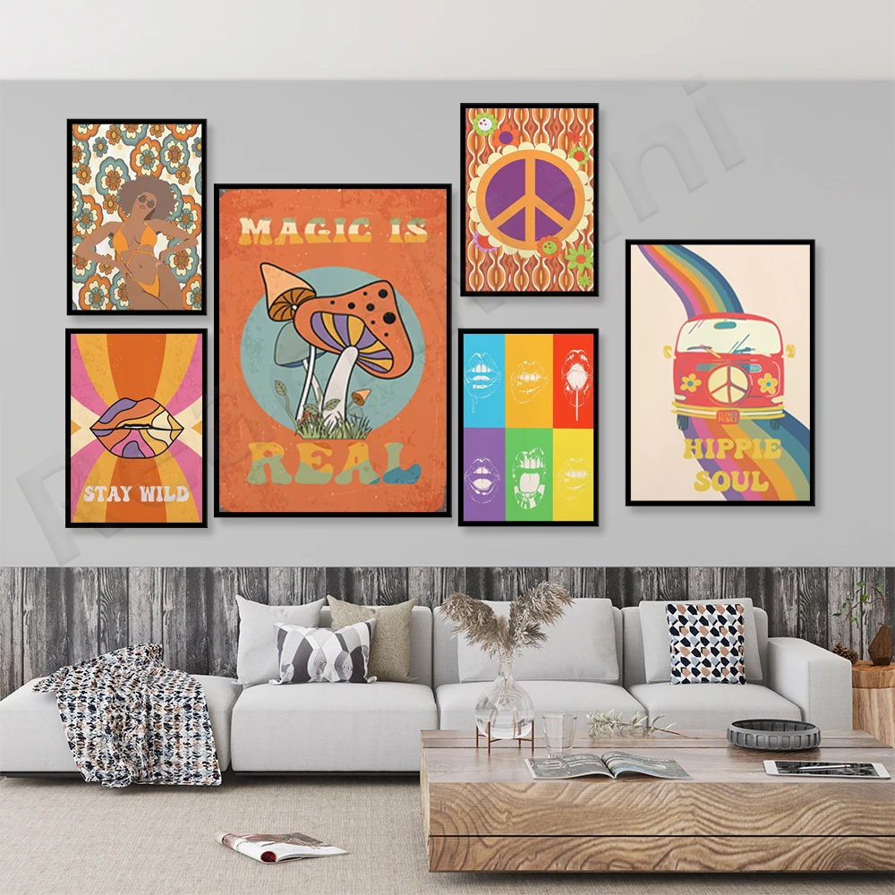 70s decoration, hippie soul, lips, floral pattern, peace sign printing, retro 70s home decoration, flower girl art, retro color 
70s decoration, hippie soul, lips, floral pattern, peace sign printing, retro 70s home decoration, flower girl art, retro color