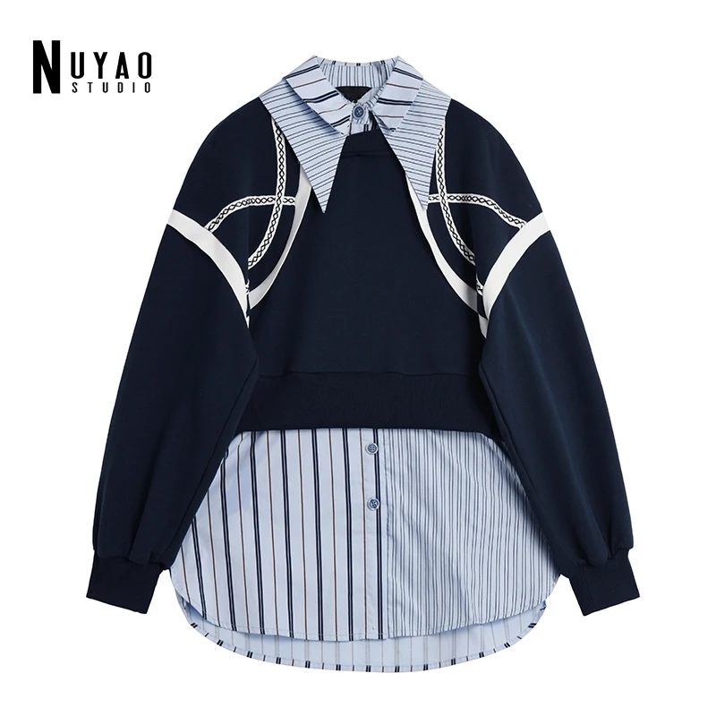 Женский трикотажный топ средней длины, облегающий джинсовый пуловер в полоску с длинными рукавами, рубашка из двух предметов в уличном стил...
Женский трикотажный топ средней длины, облегающий джинсовый пуловер в полоску с длинными рукавами, рубашка из двух предметов в уличном стил...