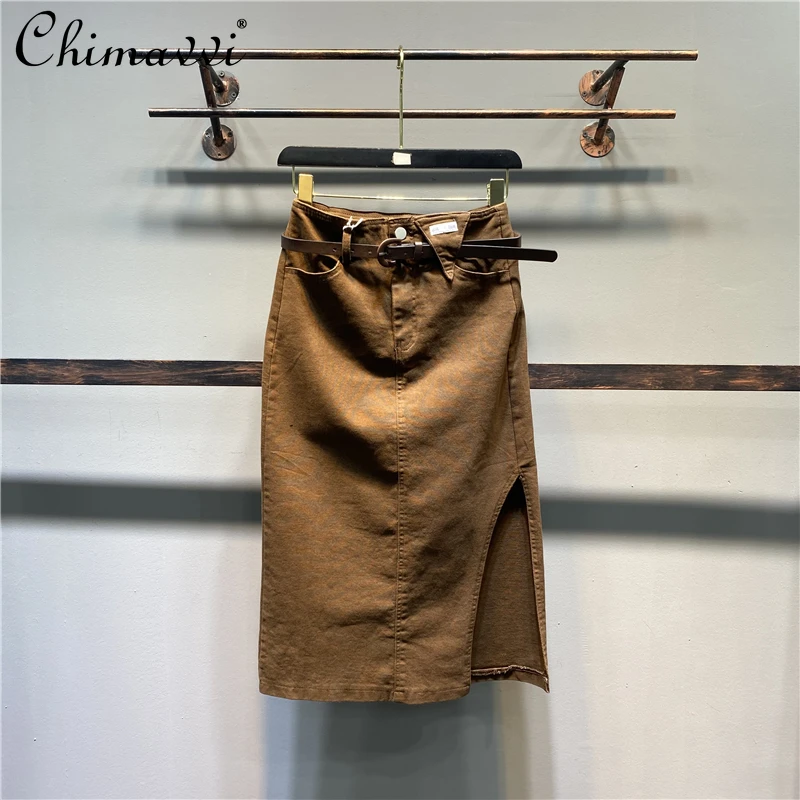 Women's Split Pleated Denim Skirt 2021 Autumn Overknee Slimming High Waist Skirt Female Korean Style One Step Hip Skirt
Women's Split Pleated Denim Skirt 2021 Autumn Overknee Slimming High Waist Skirt Female Korean Style One Step Hip Skirt