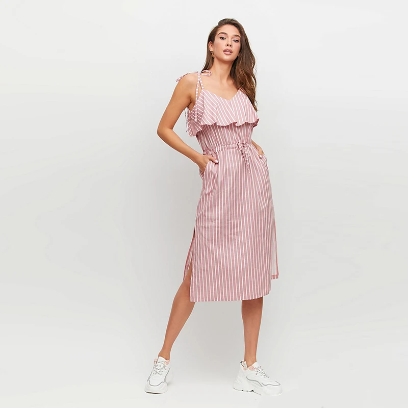 Women Vintage Striped Printed Sashes A-line Party Dress Sleeveless Sexy V neck Solid Ruffles Casual Dress 2021 Summer New Dress
Women Vintage Striped Printed Sashes A-line Party Dress Sleeveless Sexy V neck Solid Ruffles Casual Dress 2021 Summer New Dress