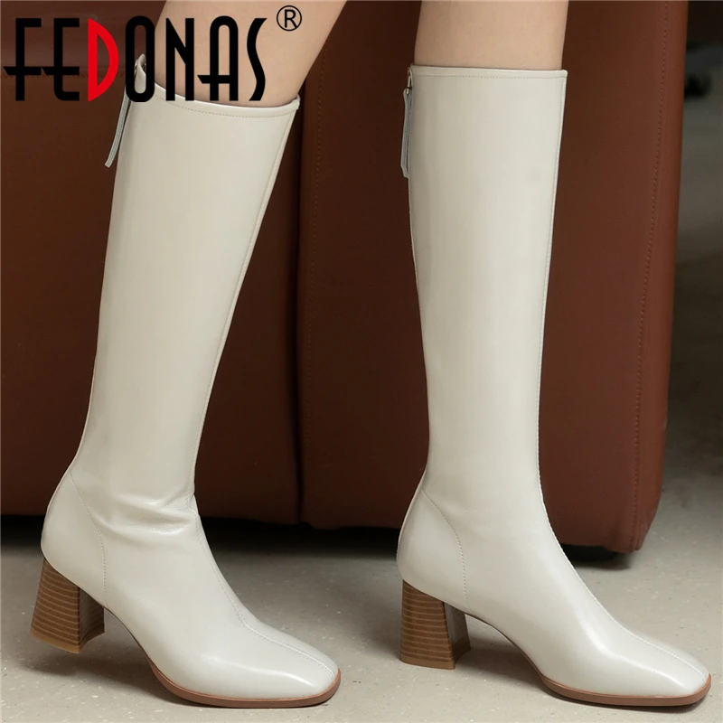 FEDONAS High Heels Women Knee-High Boots Square Toe Fashion Concise Genuine Leather Party Casual Autumn Winter Basic Shoes Woman
FEDONAS High Heels Women Knee-High Boots Square Toe Fashion Concise Genuine Leather Party Casual Autumn Winter Basic Shoes Woman