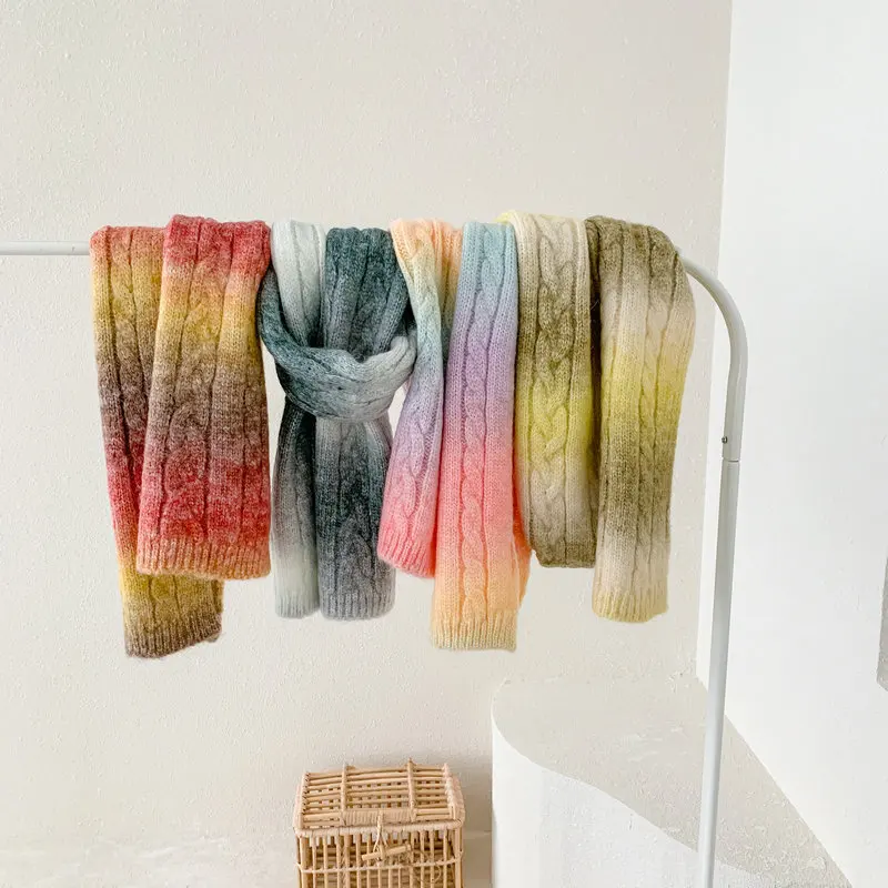 New Designer Rainbow Color Winter Knitted Warm Scarf for Women Fashion Sweet Girl Neck Wrap Thicken Neckerchief Foulard Scarves
New Designer Rainbow Color Winter Knitted Warm Scarf for Women Fashion Sweet Girl Neck Wrap Thicken Neckerchief Foulard Scarves