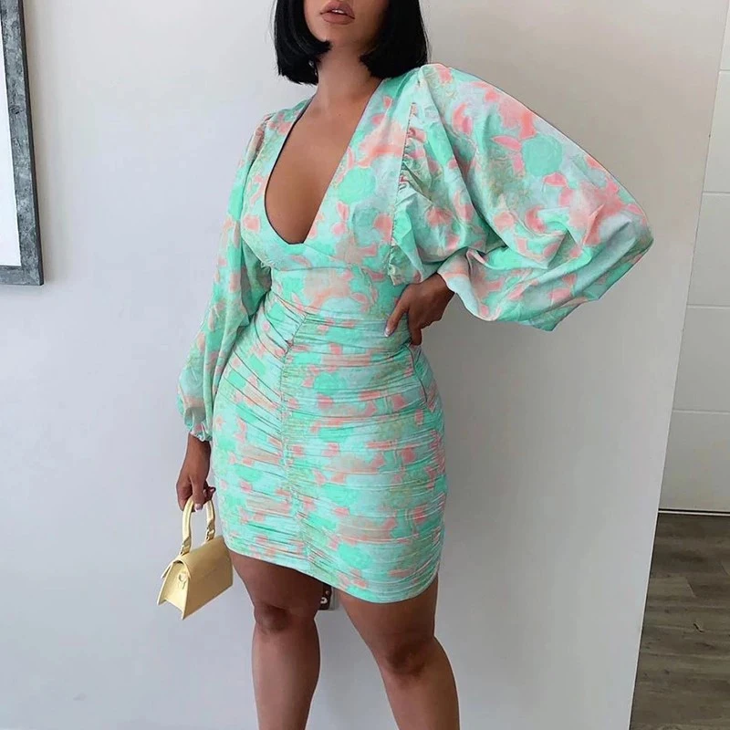 Summer Casual Fashion High Wasit Printed Sexy V Neck Women's Dress Autumn Elegant Slim Lantern Long Sleeves Bodycon Lady Dresses
Summer Casual Fashion High Wasit Printed Sexy V Neck Women's Dress Autumn Elegant Slim Lantern Long Sleeves Bodycon Lady Dresses