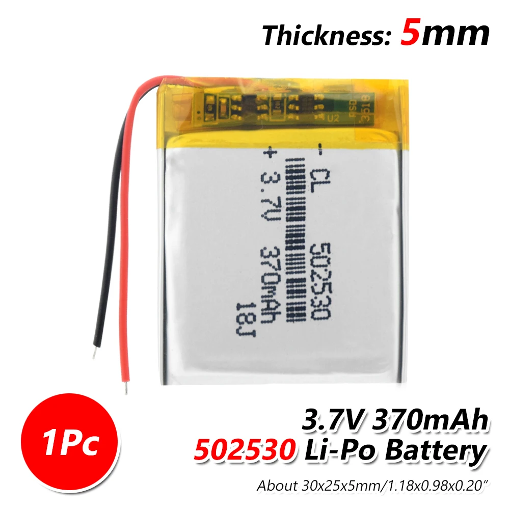 

3/4/8Pcs 3.7V 502530 Lithium Polymer Li-Po 370mAh Rechargeable Battery For DIY Mp3 MP4 MP5 GPS bluetooth headphone headset