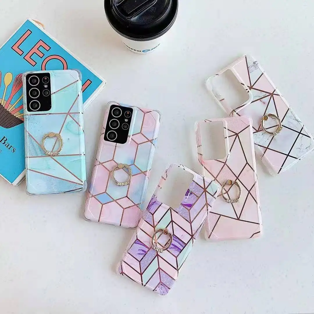 Plated Geometric Marble Phone Case For Samsung Galaxy S21 A42 5G Note 20 Ultra S20 Plus A51 A71 Finger Ring Case Soft Back Cover
Plated Geometric Marble Phone Case For Samsung Galaxy S21 A42 5G Note 20 Ultra S20 Plus A51 A71 Finger Ring Case Soft Back Cover