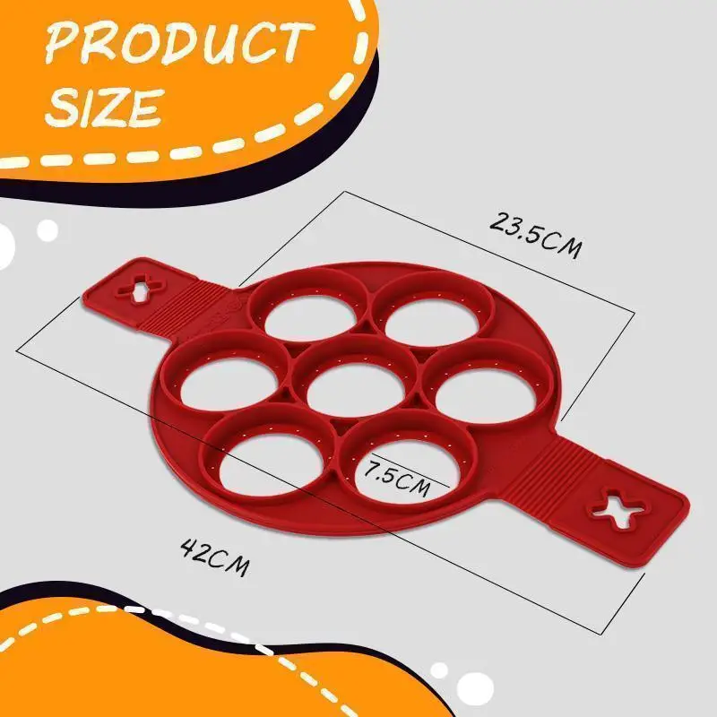 7 Holes Reusable Silicone Omelette Mold 3 Style Fried Egg Pancake Nonstick Maker Flip Baking Cooking Tools
7 Holes Reusable Silicone Omelette Mold 3 Style Fried Egg Pancake Nonstick Maker Flip Baking Cooking Tools