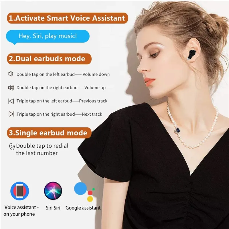 CUFOK Bluetooth Earphone Wireless Headphones Sport HiFi Bass TWS Earbuds Microphone Gaming Headset PK Air Pro i9000 i99999 Plus |