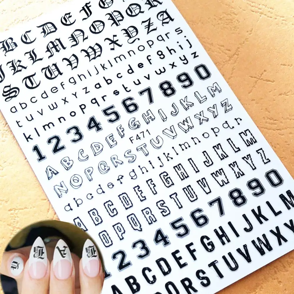 Newest F471 letter pattern 3D nail sticker decal stamping back gule DIY nail decoration wraps
Newest F471 letter pattern 3D nail sticker decal stamping back gule DIY nail decoration wraps