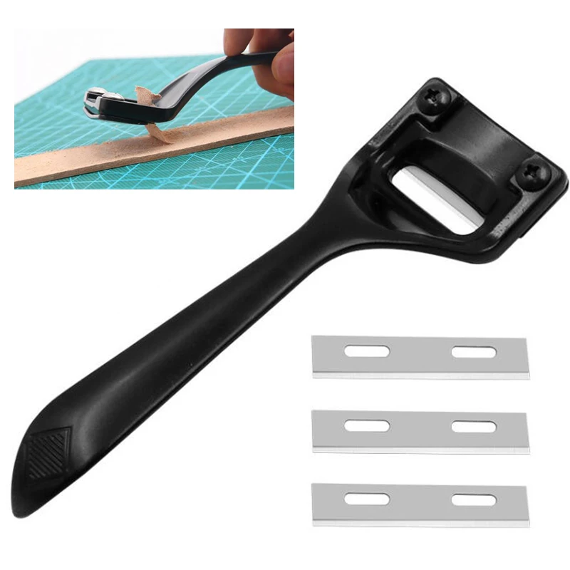 Alloy Steel Leather Skiver with 3pcs Skiver Replacement Blades Black Skiver Knife for DIY Leather Craft Thinning Tools 
Alloy Steel Leather Skiver with 3pcs Skiver Replacement Blades Black Skiver Knife for DIY Leather Craft Thinning Tools