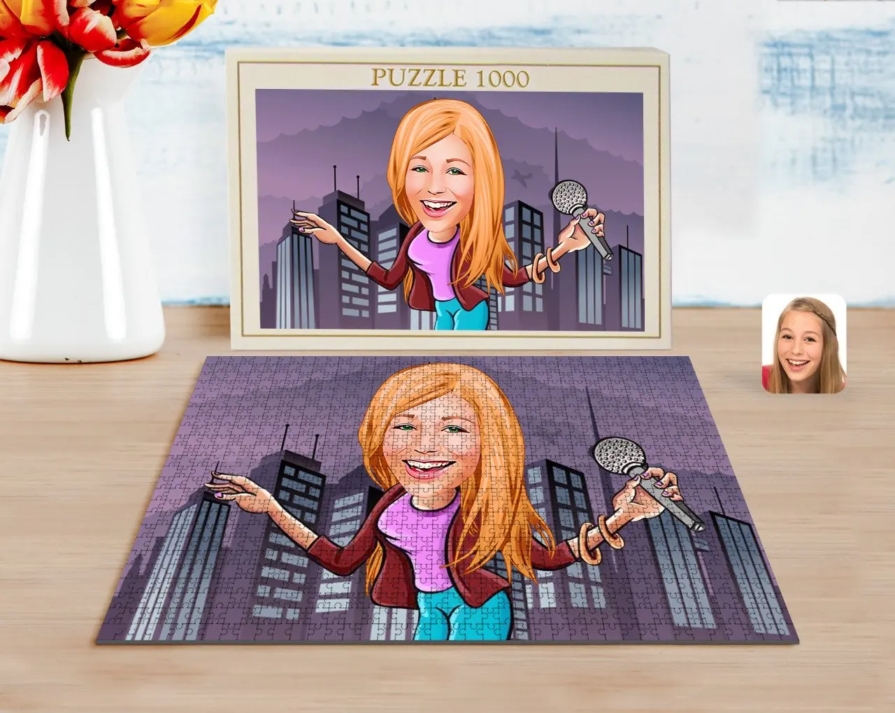 

Personalized Singing Girl Caricature of 1000 Piece Professional Puzzle-1