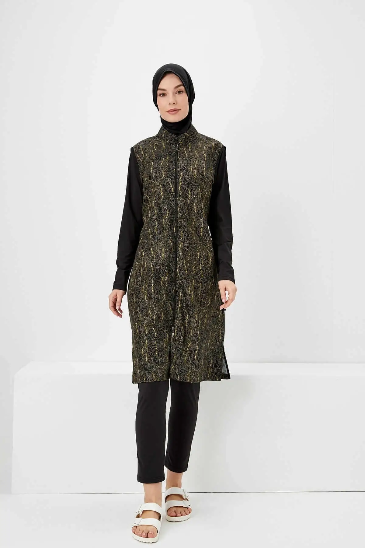 Muslim Swimwear Islamic Women Burkinis Wear Bath Yellow Leaf PatternedFully Covered Hijab Swimwear Made in Turkey
Muslim Swimwear Islamic Women Burkinis Wear Bath Yellow Leaf PatternedFully Covered Hijab Swimwear Made in Turkey