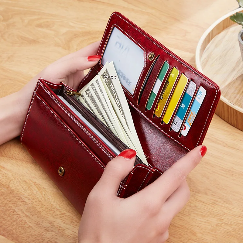 2020 New Women's Wallet Wax oil skin wallet portfel damski Lady Long Leather Clutch Bag Wallet Card Holder carteira feminina
2020 New Women's Wallet Wax oil skin wallet portfel damski Lady Long Leather Clutch Bag Wallet Card Holder carteira feminina
