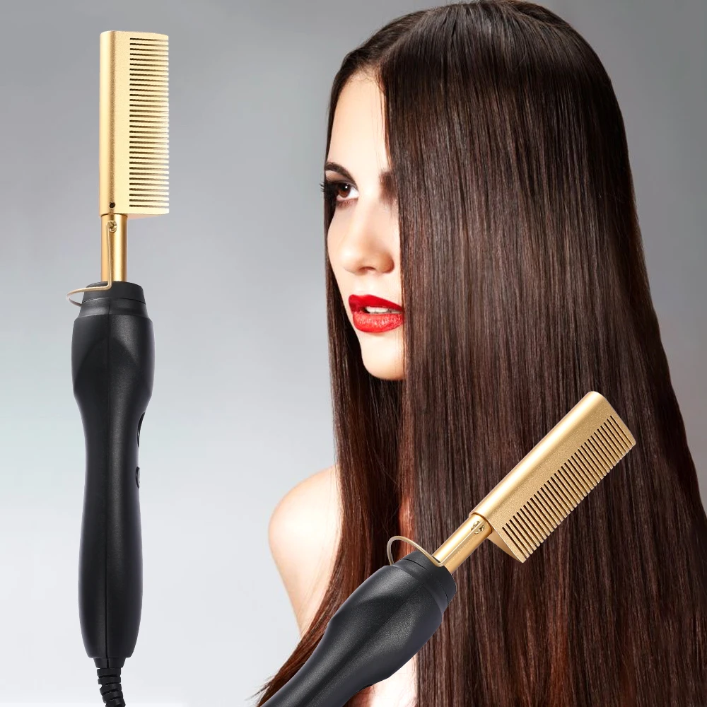 

Romancom 2 in 1 Hot Comb Hair Straightener Electric Hair Curler Wet Dry Flat Irons Hot Heating Comb Styler Curling Hair Products