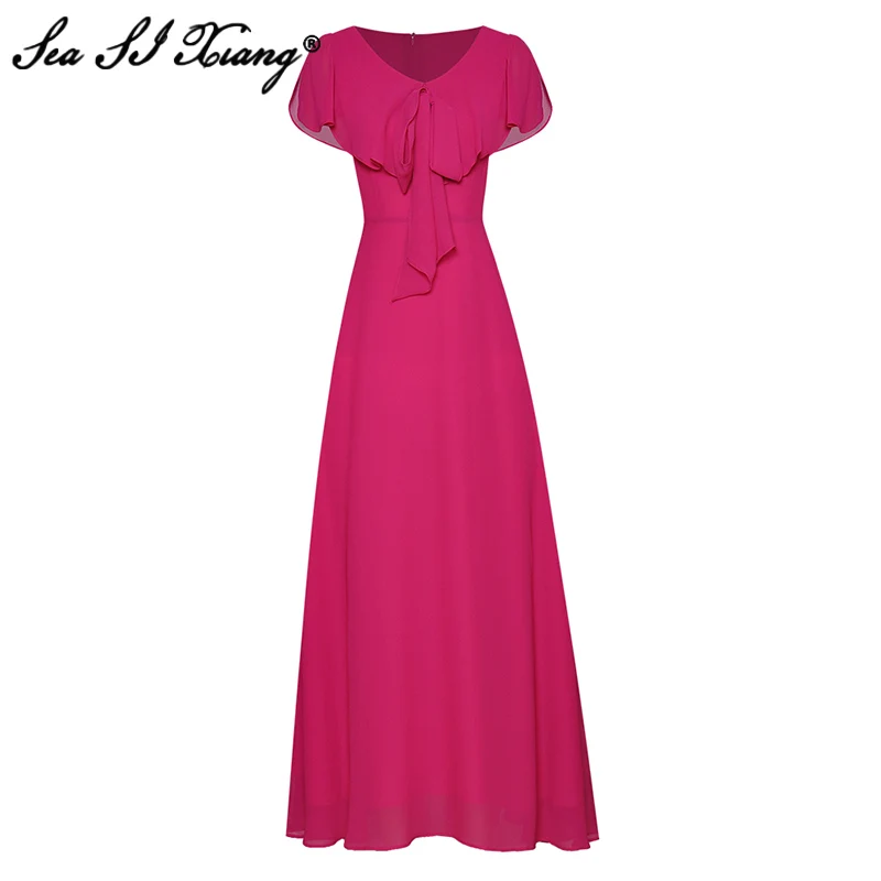 Женское длинное платье с бантом Seasixiang, красное элегантное праздничное платье с V-образным вырезом и рукавом-бабочкой на лето
Женское длинное платье с бантом Seasixiang, красное элегантное праздничное платье с V-образным вырезом и рукавом-бабочкой на лето