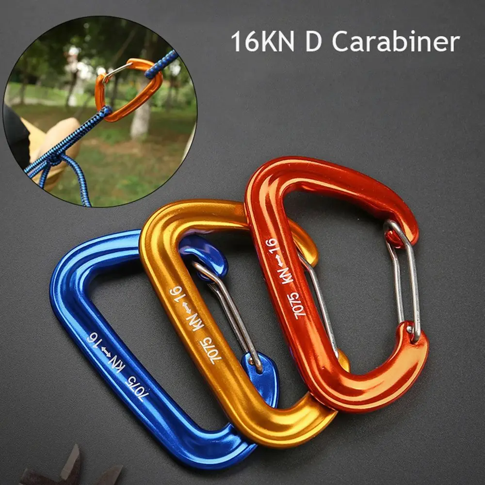 16KN Tools D Shape Outdoor Accessory Climbing Equipment Safety Lock Hook Climbing Carabiner Mountaineering Buckle
16KN Tools D Shape Outdoor Accessory Climbing Equipment Safety Lock Hook Climbing Carabiner Mountaineering Buckle