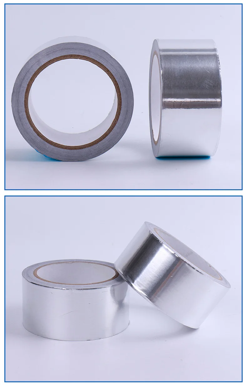 

2 Rolls Aluminum Foil Tape Foil Tape Heat Shield Heat-resistant Waterproof 48mm*22m Sealing And Patching Pipeline Gaps