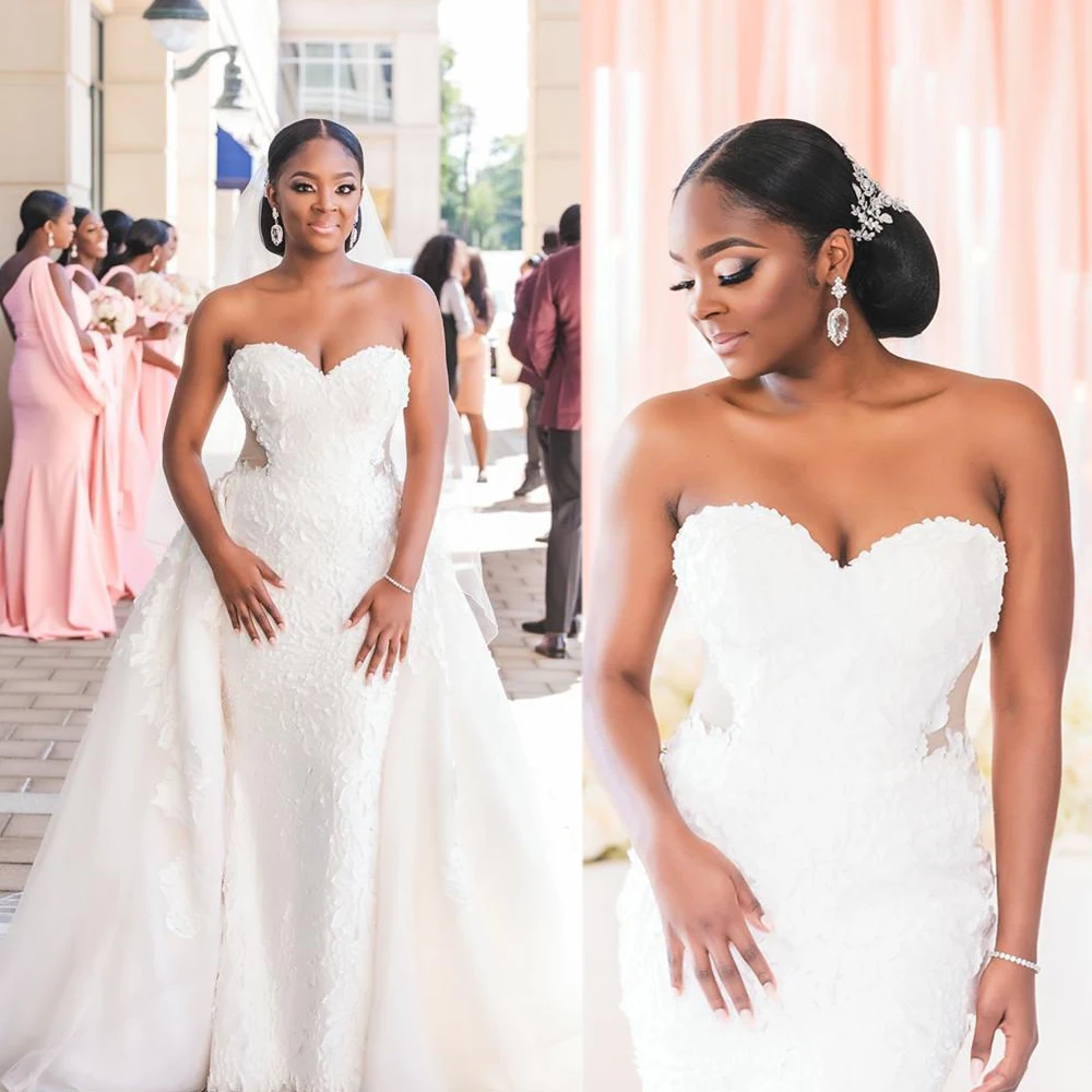 KapokDressy Beaded Lace Wedding Dresses Detachable Train Sweet Heart Applique Ivory Plus Size African Mermaid Bridal Gowns 2021
KapokDressy Beaded Lace Wedding Dresses Detachable Train Sweet Heart Applique Ivory Plus Size African Mermaid Bridal Gowns 2021