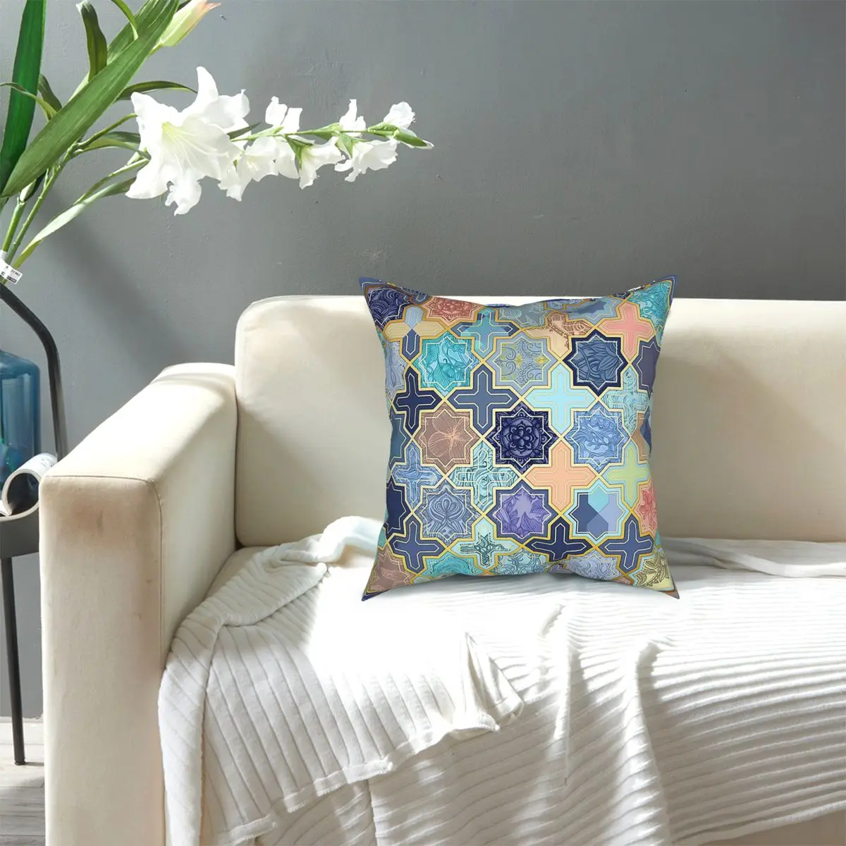 Decorative Boho Peach And Blue Geometric Tile Pattern Square Pillow Case Polyester Throw Pillow Awesome Cushion Covers
Decorative Boho Peach And Blue Geometric Tile Pattern Square Pillow Case Polyester Throw Pillow Awesome Cushion Covers