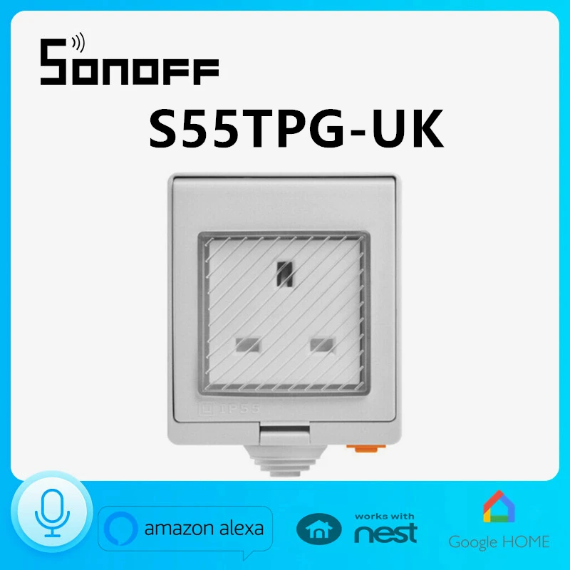 SONOFF S55 UK 13A WiFi Водонепроницаемая наружная розетка беспроводное приложение