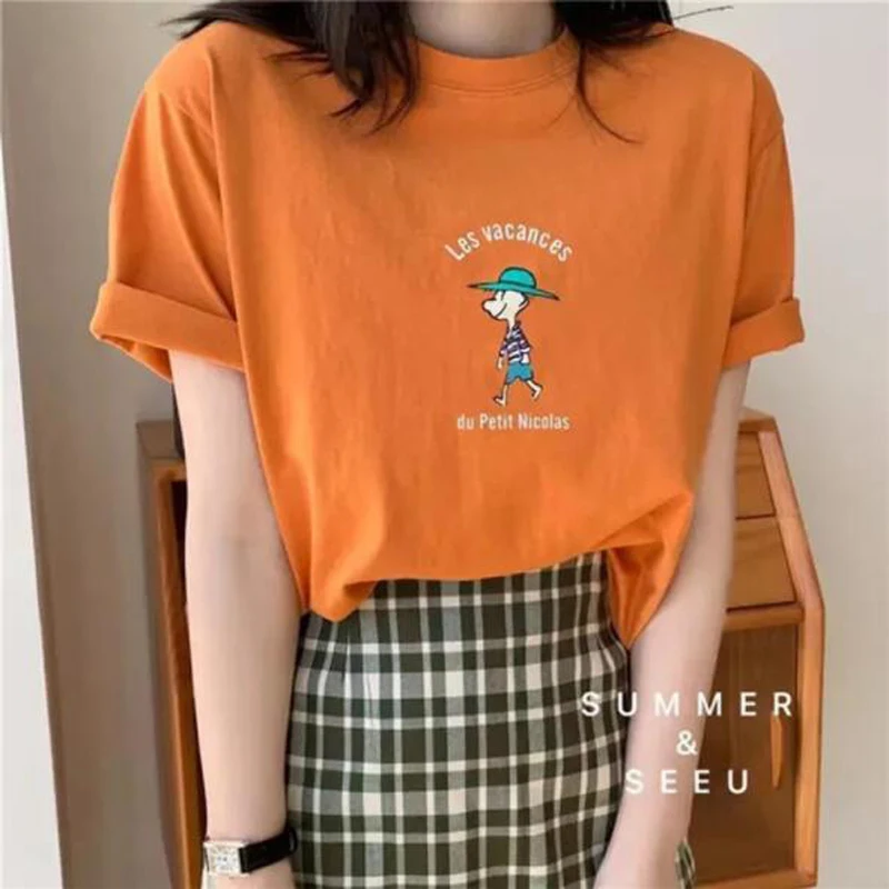 Cute Print T shirt Women Lovely Style Short Sleeve Round Neck Ladies T-shirt Cotton Material Tshirt Women
Cute Print T shirt Women Lovely Style Short Sleeve Round Neck Ladies T-shirt Cotton Material Tshirt Women