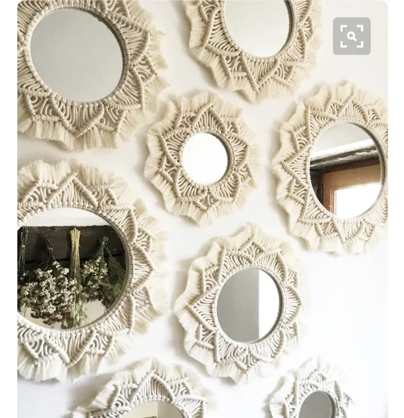 Handmade Tapestry Makeup Mirror Macrame Mirror Lighted Compact Home Bedroom Espejos Decorativos Wall Mirrors B&B Decorations
Handmade Tapestry Makeup Mirror Macrame Mirror Lighted Compact Home Bedroom Espejos Decorativos Wall Mirrors B&B Decorations