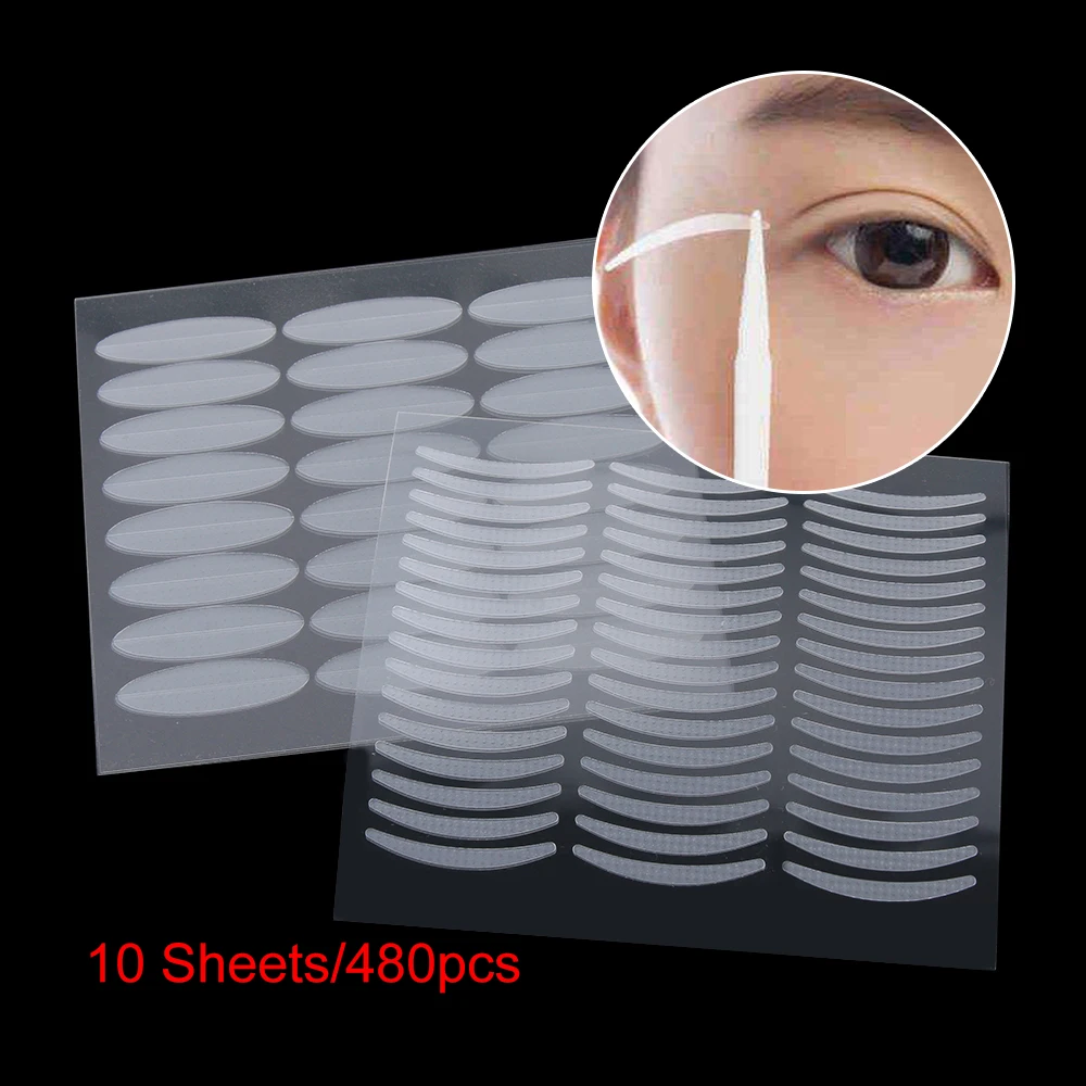 

480PCS Invisible Eyelid Tape Stickers Breathable Fiber Double Side Adhesive Transparent Eyelift Tapes Eye Makeup Accessories