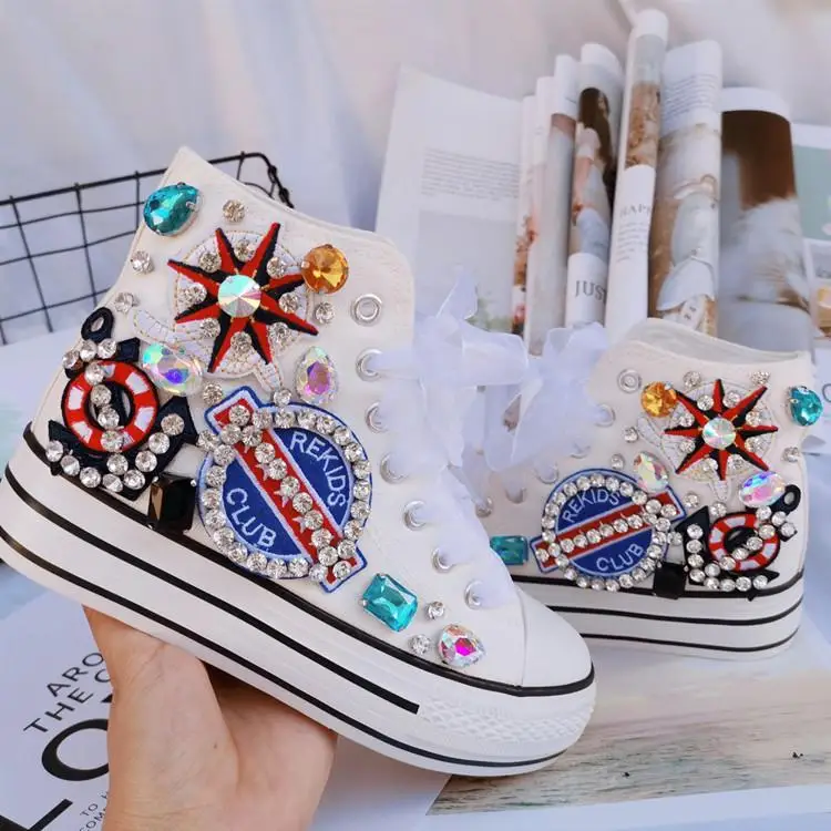 2021 Pirate Rhinestone High-Top Tendon Platform Canvas Shoes Lace-up Platform Sneakers Women's Casual Shoes
2021 Pirate Rhinestone High-Top Tendon Platform Canvas Shoes Lace-up Platform Sneakers Women's Casual Shoes