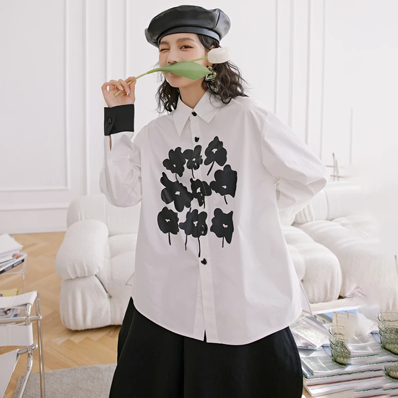 SHENGPALAE Personalized Simple Printing Blouse Women's Spring 2021 New Lapel Large Size Single Breasted Long Sleeve Shirt 5C134 
SHENGPALAE Personalized Simple Printing Blouse Women's Spring 2021 New Lapel Large Size Single Breasted Long Sleeve Shirt 5C134