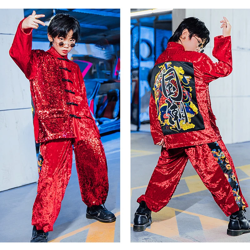 New Modern Street Dance Red Sequin Suit For Kids Long Sleeve Jacket Boys/Girls Hip Hop Jazz Dance Performance Clothing
New Modern Street Dance Red Sequin Suit For Kids Long Sleeve Jacket Boys/Girls Hip Hop Jazz Dance Performance Clothing