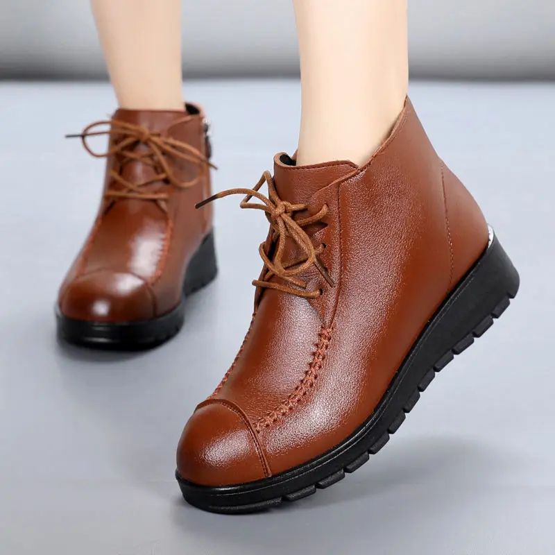 Round Toe Oxford Boots For Women Lace Up Flats Shoes Autumn Winter Ladies Waterproof Plush Ankle Boots Women's Warm Short Boots
Round Toe Oxford Boots For Women Lace Up Flats Shoes Autumn Winter Ladies Waterproof Plush Ankle Boots Women's Warm Short Boots