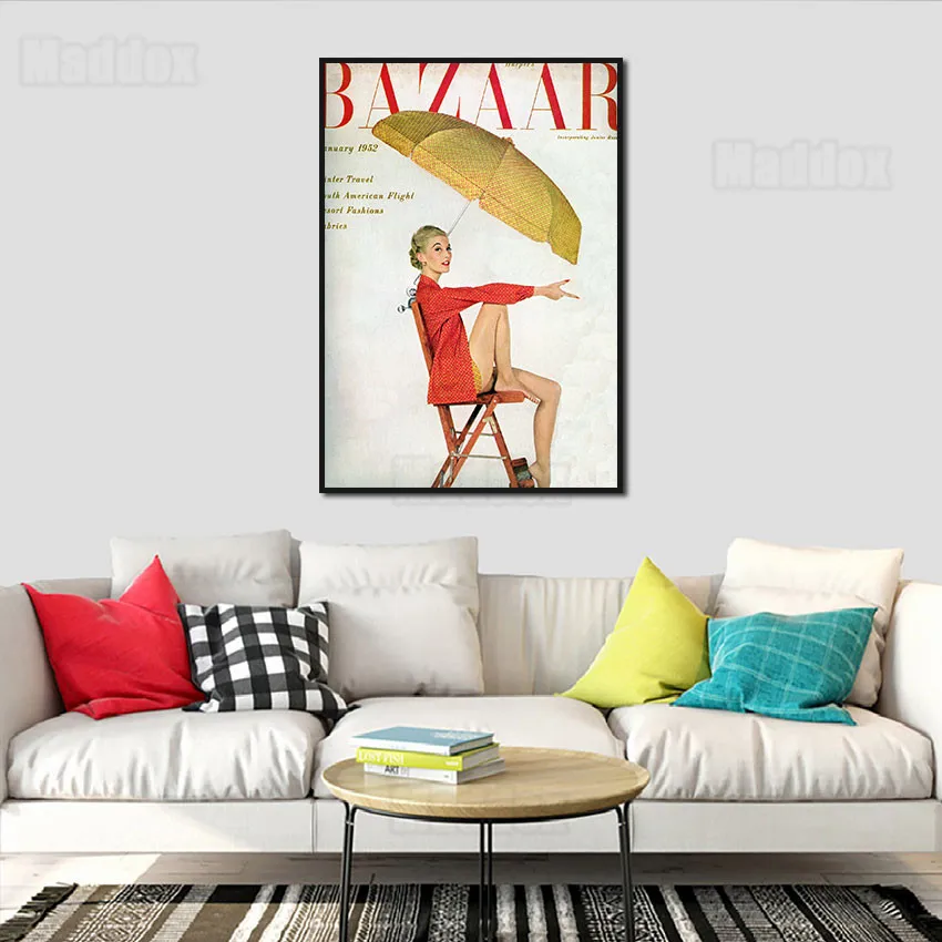 Portrait Painting Western Blond, Senior and Casual Beauty Sitting On A Wooden Stool Holding A Parasol Magazine Home Decor Poster
Portrait Painting Western Blond, Senior and Casual Beauty Sitting On A Wooden Stool Holding A Parasol Magazine Home Decor Poster