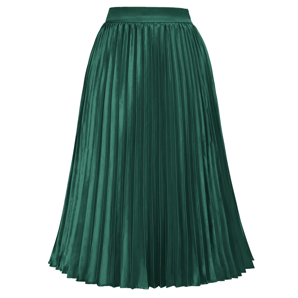 Kate Kasin Women Glossy Pleated Skirt High Waist Elastic Waist Satin Skirts Vintage Retro Elegant Solid A Line Knee Swing Skirt
Kate Kasin Women Glossy Pleated Skirt High Waist Elastic Waist Satin Skirts Vintage Retro Elegant Solid A Line Knee Swing Skirt