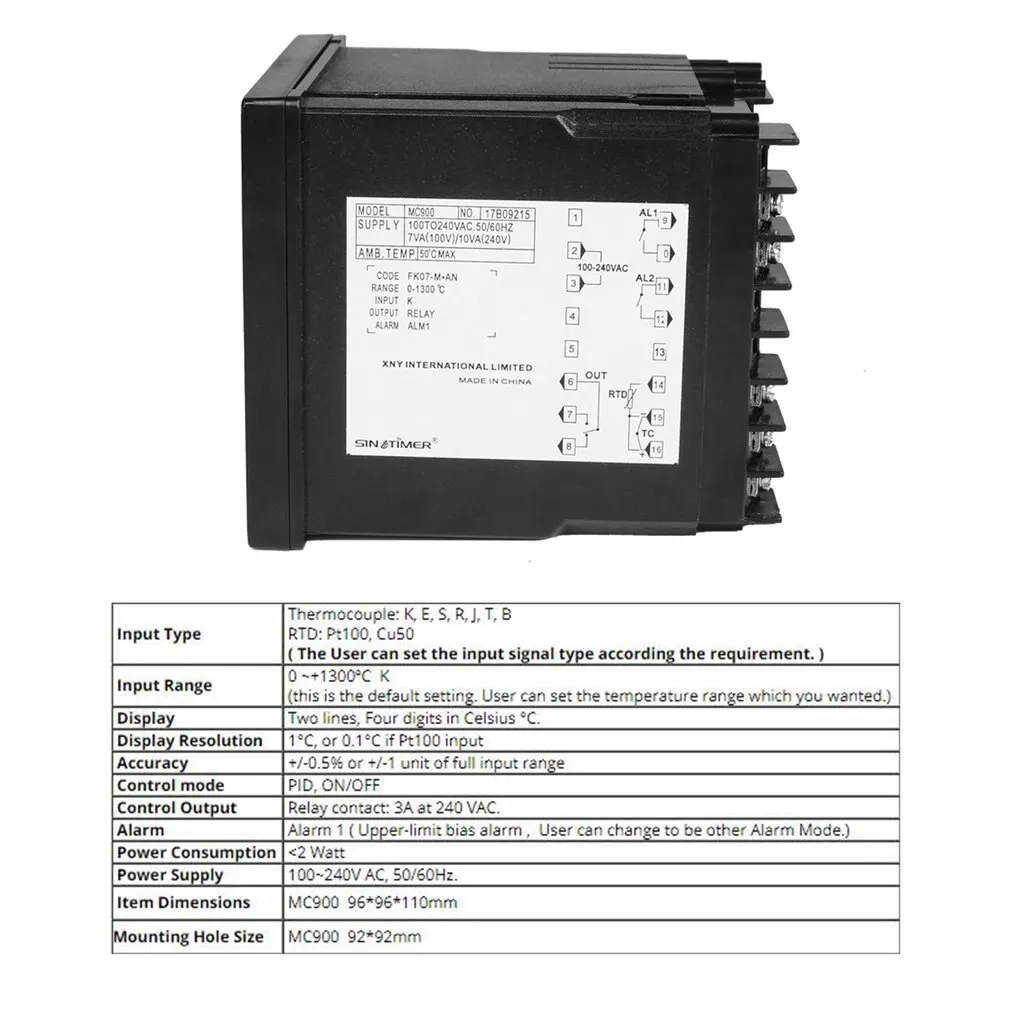 Input Digital PID Temperature Controller Relay Output K Or PT100 Regulator Heating Or Cooling With Alarm MC900
Input Digital PID Temperature Controller Relay Output K Or PT100 Regulator Heating Or Cooling With Alarm MC900