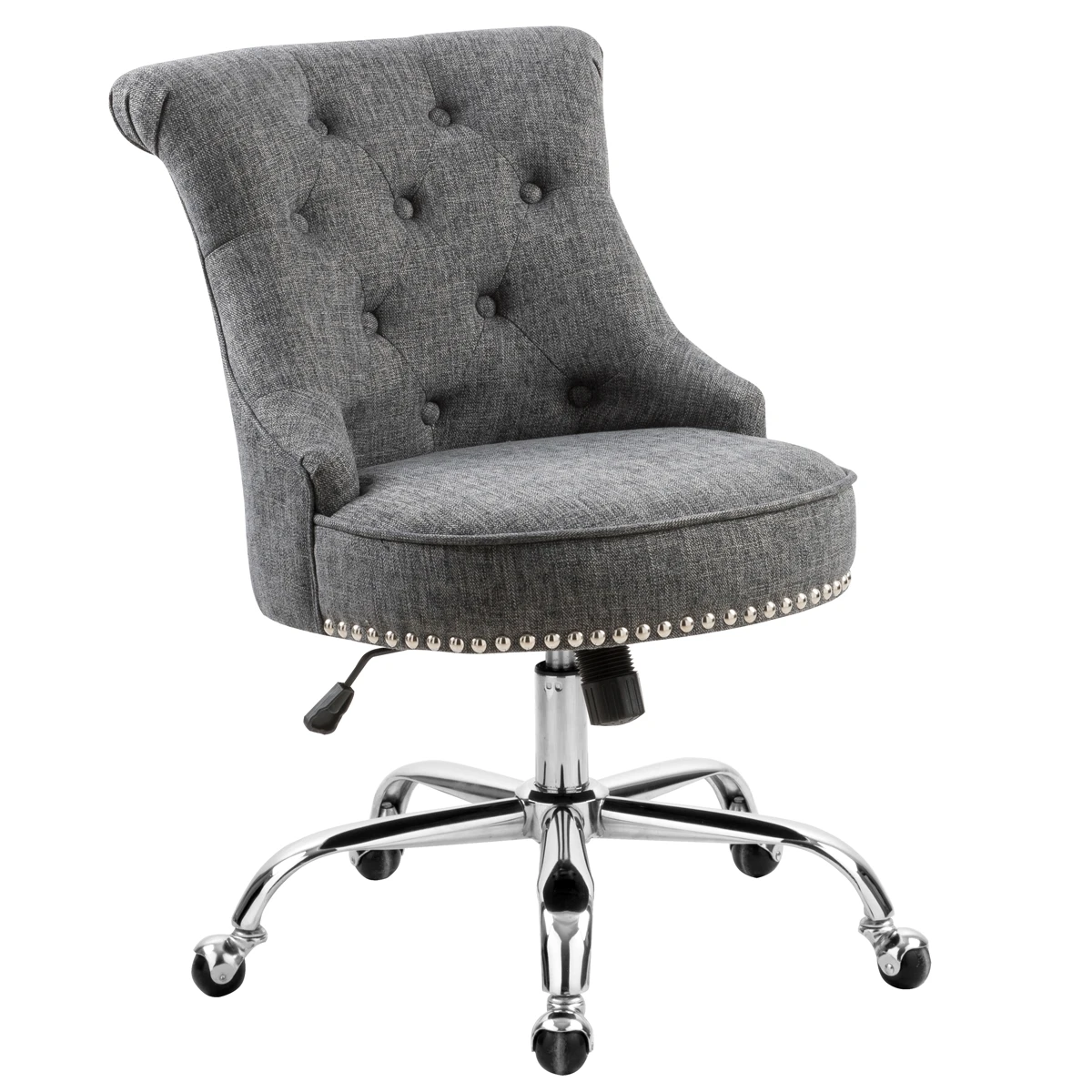 swiveling fabric office chair gas lift study room chair pinewood + plywood chrome metal base metal castor Filling new foam grey
swiveling fabric office chair gas lift study room chair pinewood + plywood chrome metal base metal castor Filling new foam grey