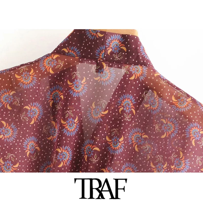 TRAF Women Fashion Print With Bow See Through Wrap Blouses Vintage V Neck Long Sleeve Female Shirts Blusas Chic Tops
TRAF Women Fashion Print With Bow See Through Wrap Blouses Vintage V Neck Long Sleeve Female Shirts Blusas Chic Tops