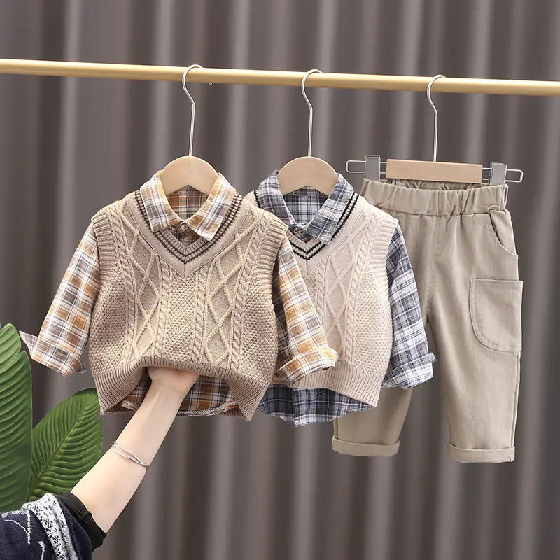 Boys sweater 3-pieces sets 0-4 years old kids spring and autumn clothing children's sweater vest+shirt +pants 3-piece suit
Boys sweater 3-pieces sets 0-4 years old kids spring and autumn clothing children's sweater vest+shirt +pants 3-piece suit