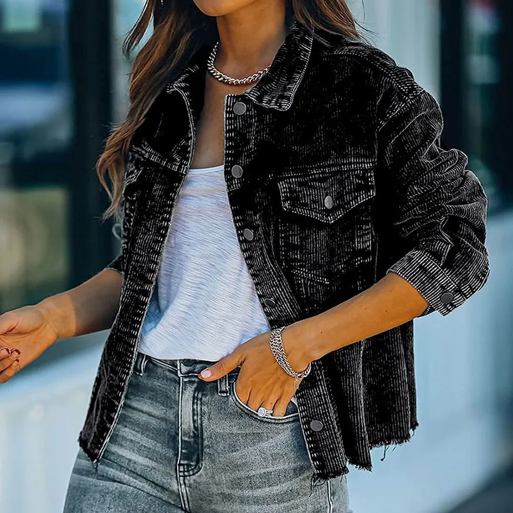 2021 New Women Corduroy Jacket Single-breasted Loose Long Sleeve Lapel Casual OL Commuter Patchwork Autumn Winter Lady Jacket
2021 New Women Corduroy Jacket Single-breasted Loose Long Sleeve Lapel Casual OL Commuter Patchwork Autumn Winter Lady Jacket