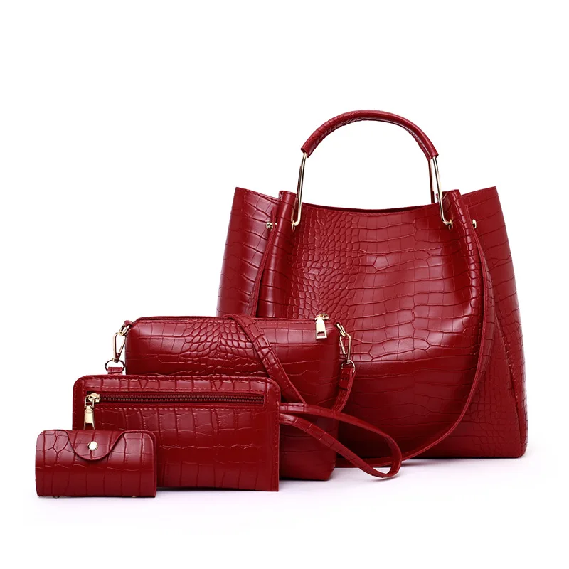 Autumn and winter mother's bag fashionable crossbite women's bag four piece set single shoulder bag portable alligator bag
Autumn and winter mother's bag fashionable crossbite women's bag four piece set single shoulder bag portable alligator bag