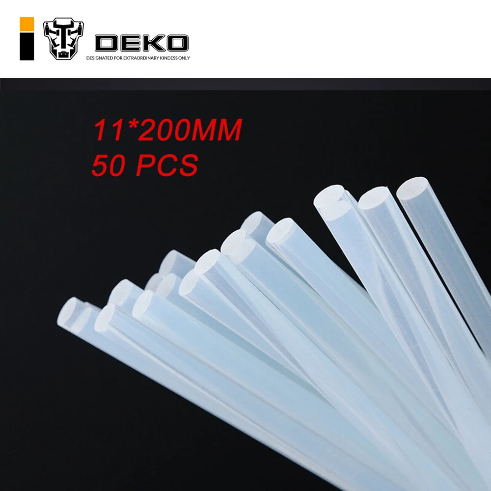 

DEKO 50pcs Diameter 11mm high viscosity Hot Melt Glue Stick Professional Length 200mm DIY Glue Gun Sticks Paste Tool