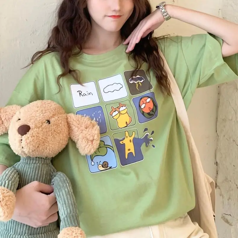 Summer Korean Version Of Ulzzang Cartoon Comic T-Shirt Ladies Harajuku T-Shirt Retro Loose Short-Sleeved Female T-Shirt Clothes
Summer Korean Version Of Ulzzang Cartoon Comic T-Shirt Ladies Harajuku T-Shirt Retro Loose Short-Sleeved Female T-Shirt Clothes