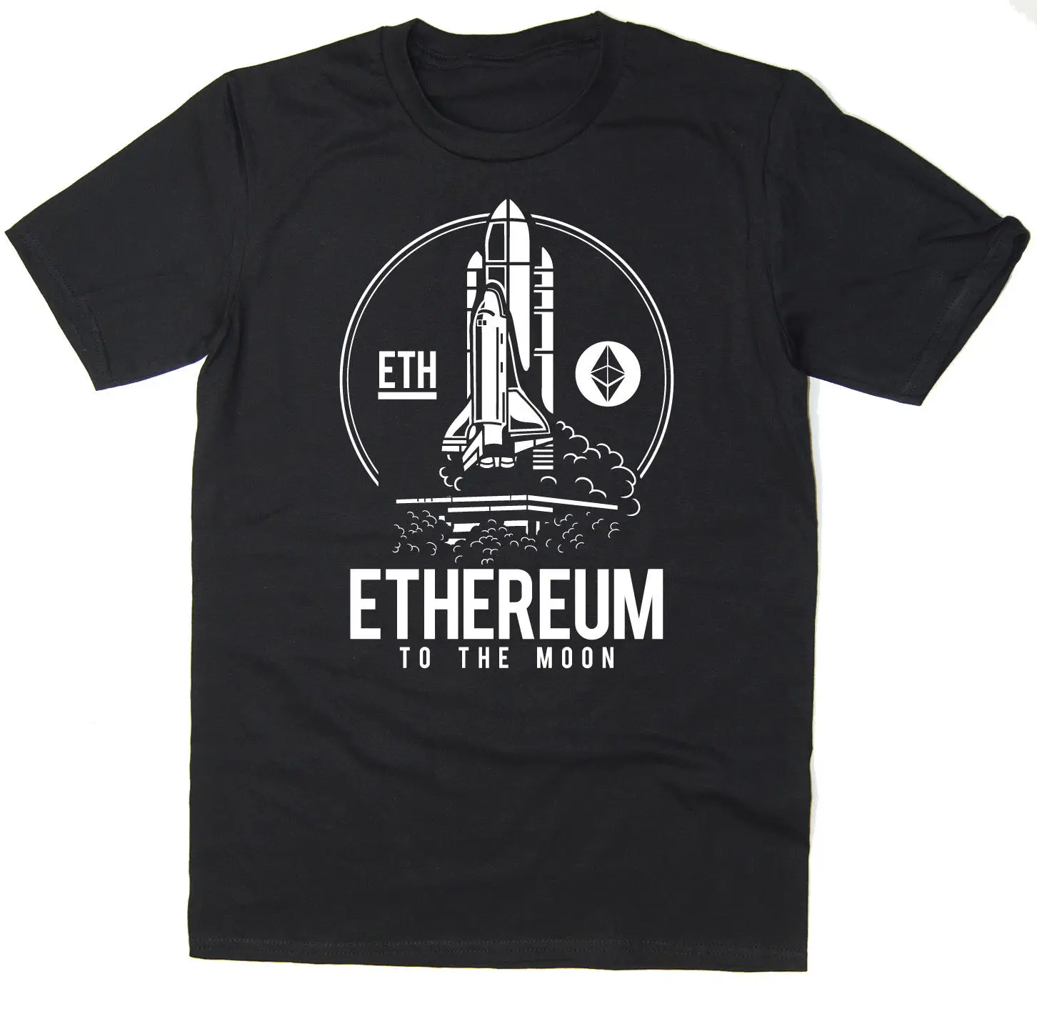 2019 горячая распродажа Бесплатная доставка эфириум к Луне футболка Btc Eth $ Биткоин