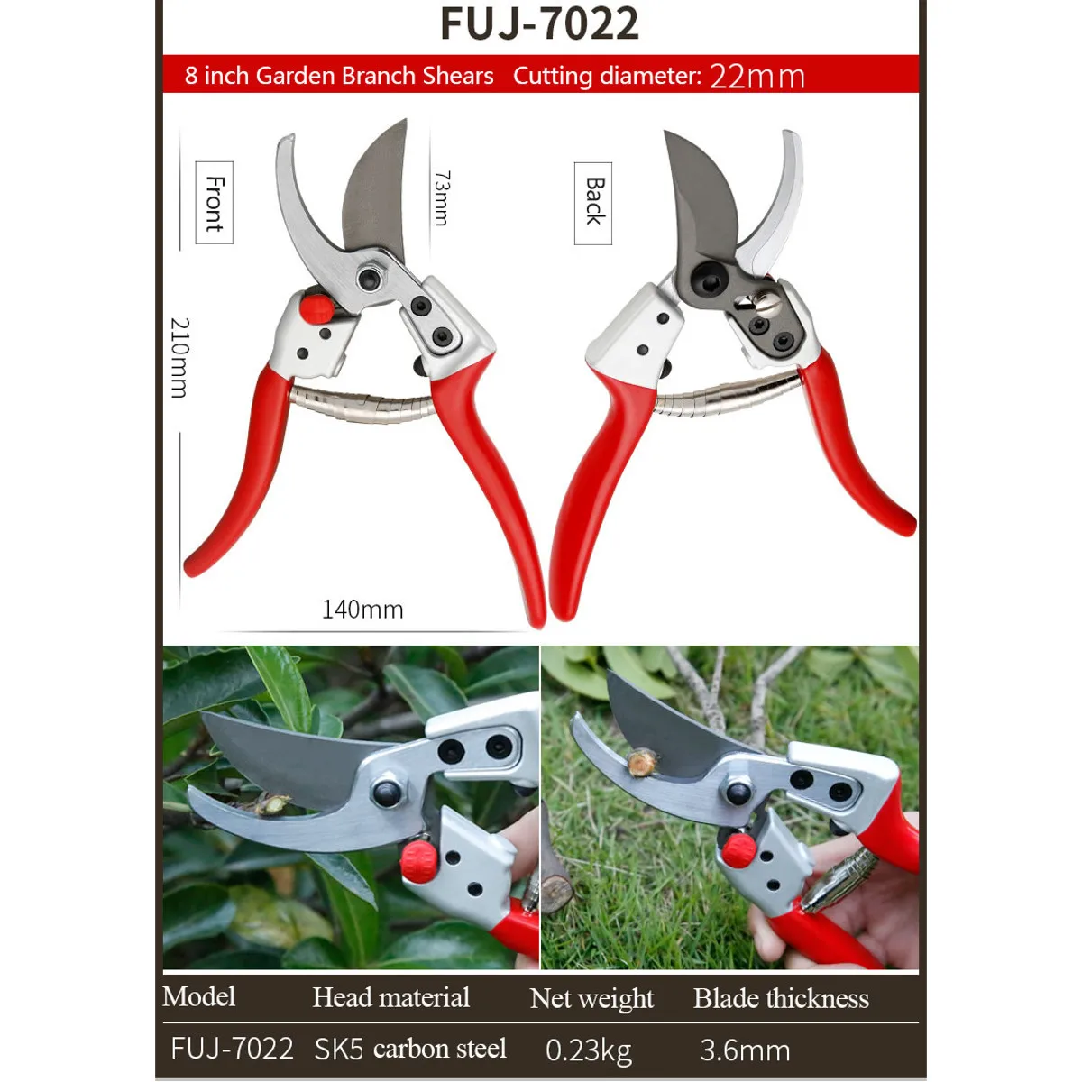 Gardening Carbon Steel Pruning Shears, Can Cut Branches of 30mm Diameter, Fruit Trees, Flowers,Branches and Scissors Hand Tools 
Gardening Carbon Steel Pruning Shears, Can Cut Branches of 30mm Diameter, Fruit Trees, Flowers,Branches and Scissors Hand Tools