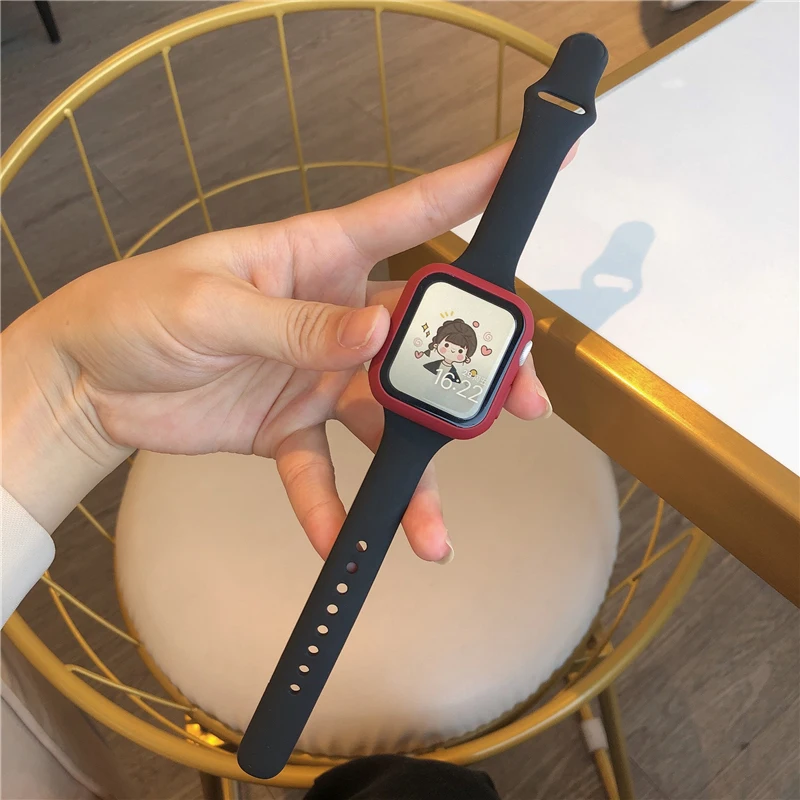 Тонкий силиконовый ремешок для Apple watch band 44 мм 40 38 42 мягкий часов wrsit correa iWatch Series 7 3 4