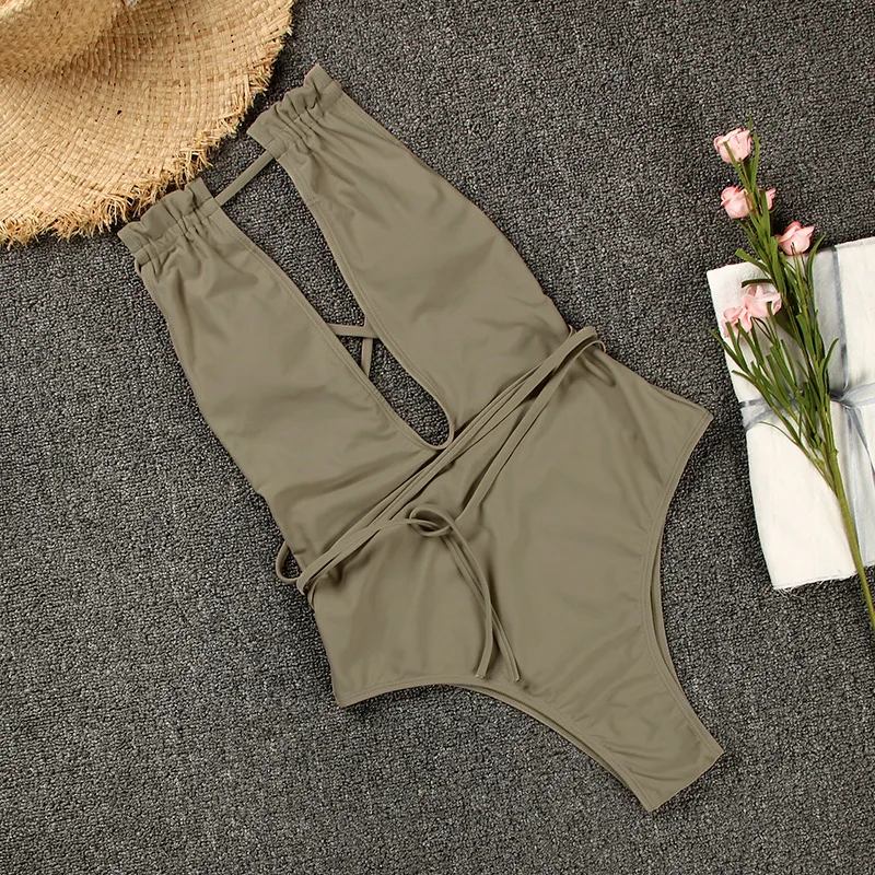 Swimsuit Beachwear 2021 New Sexy Deep V Swimsuit Halter Solid Color Strap One-piece Swimsuit Women
Swimsuit Beachwear 2021 New Sexy Deep V Swimsuit Halter Solid Color Strap One-piece Swimsuit Women